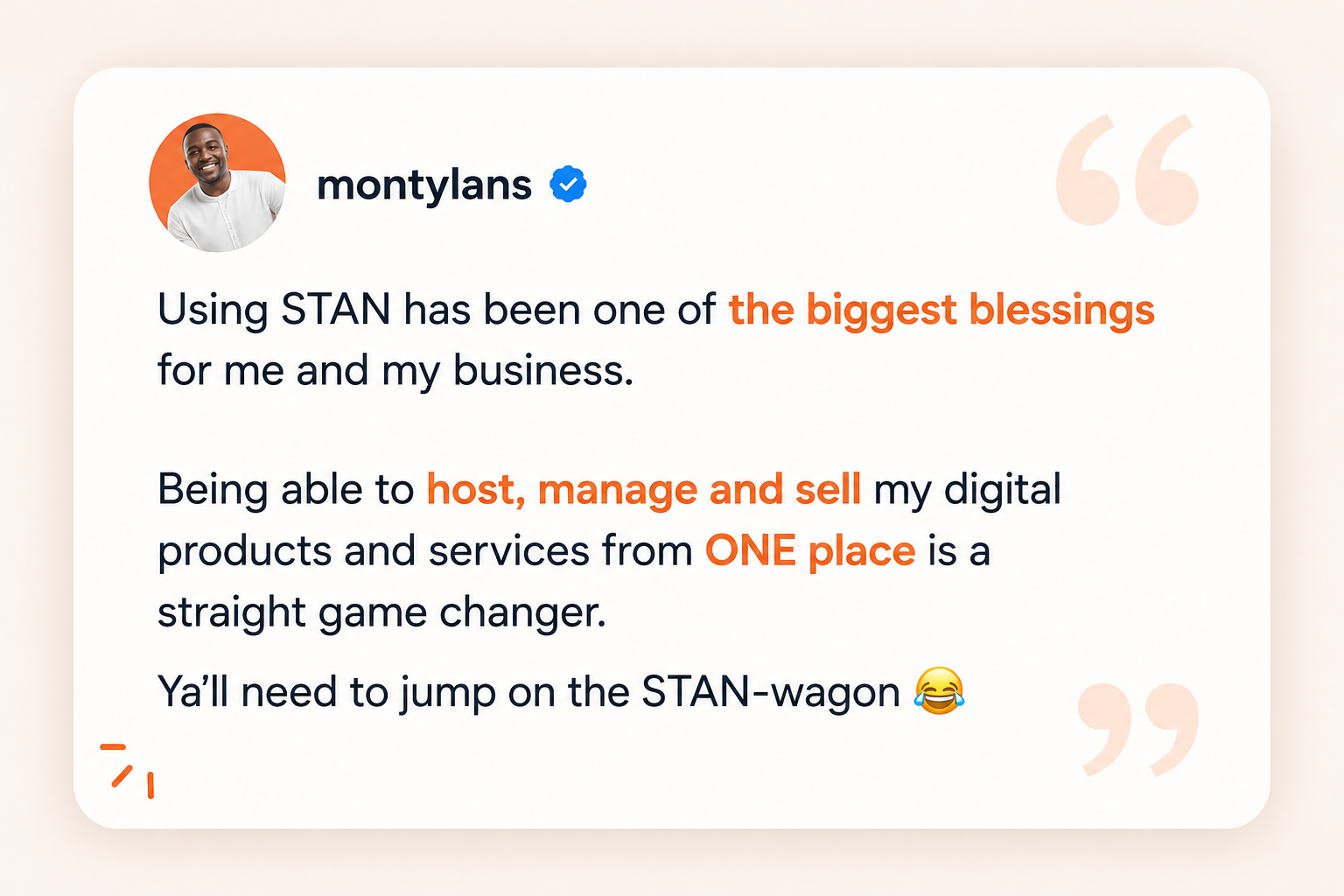 Customer testimonial